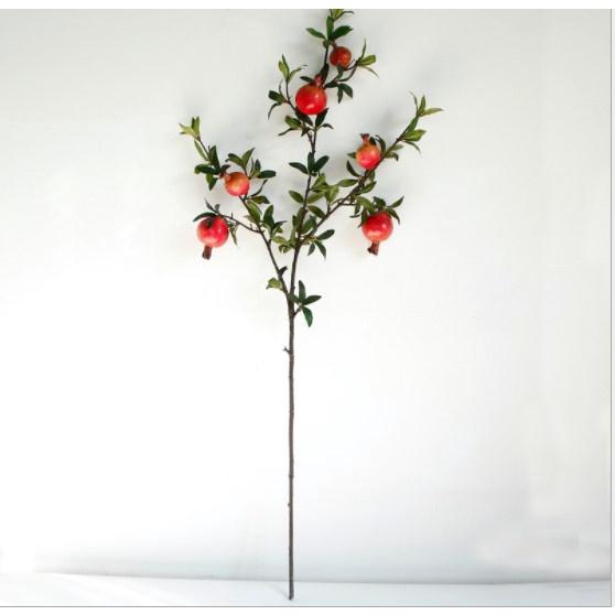 Cành lựu 6 trái - cành 3D hoa lụa cao cấp
