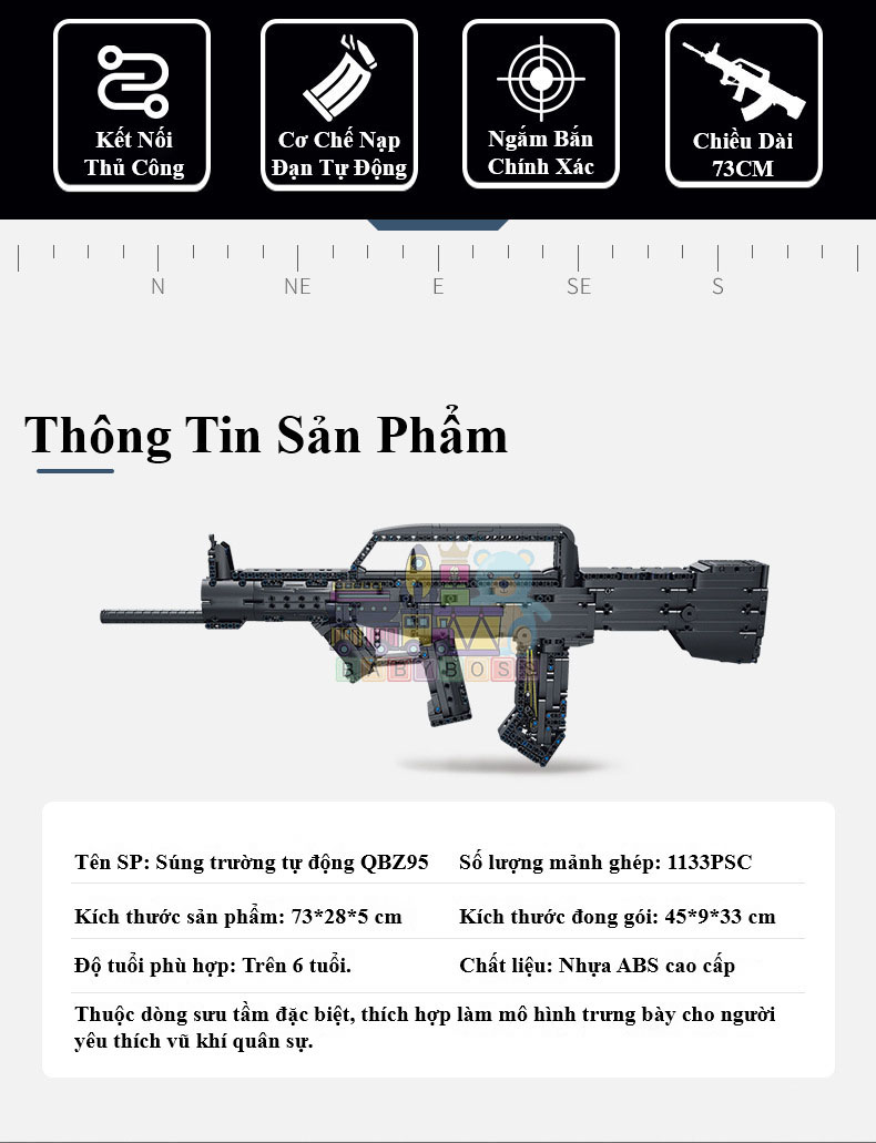 Đồ Chơi Trẻ Em Bộ Đồ Chơi Lắp Ghép, Bộ Đồ Chơi Mô Hình, Bộ Đồ Chơi Sưu Tầm Khẩu QBZ-95 Với 1133 PSC