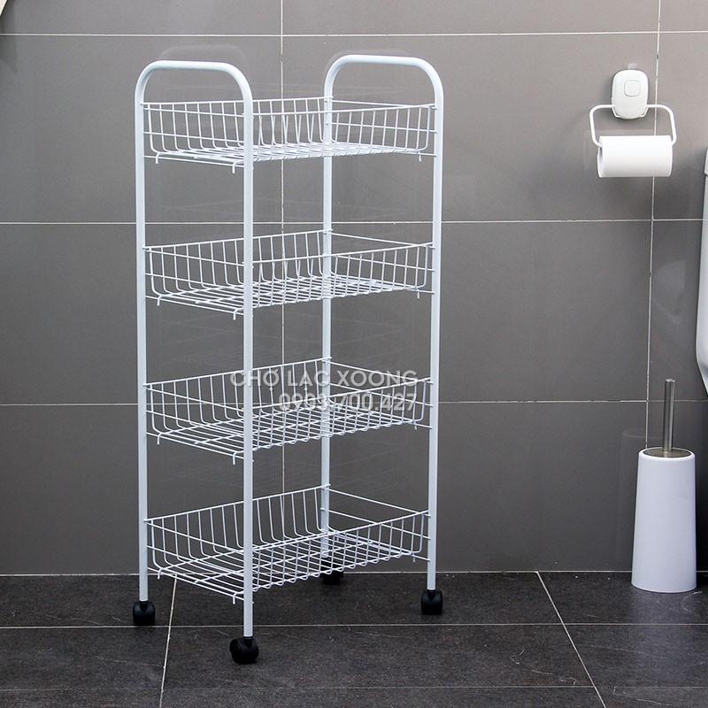 Kệ để đồ 4 tầng đa năng CÓ BÁNH XE hàng cao cấp