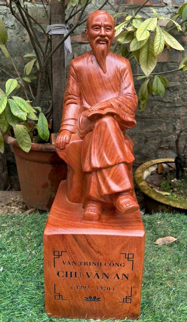 Tượng thầy chu văn an gỗ hương đá cao 50x20x17cm