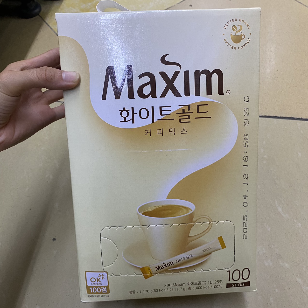 Cà Phê Hòa Tan Maxim White Gold Hàn Quốc Hộp 1170G ( 100 gói x 11.7g) / 동서식품) 맥심화이트골드 1.17KG