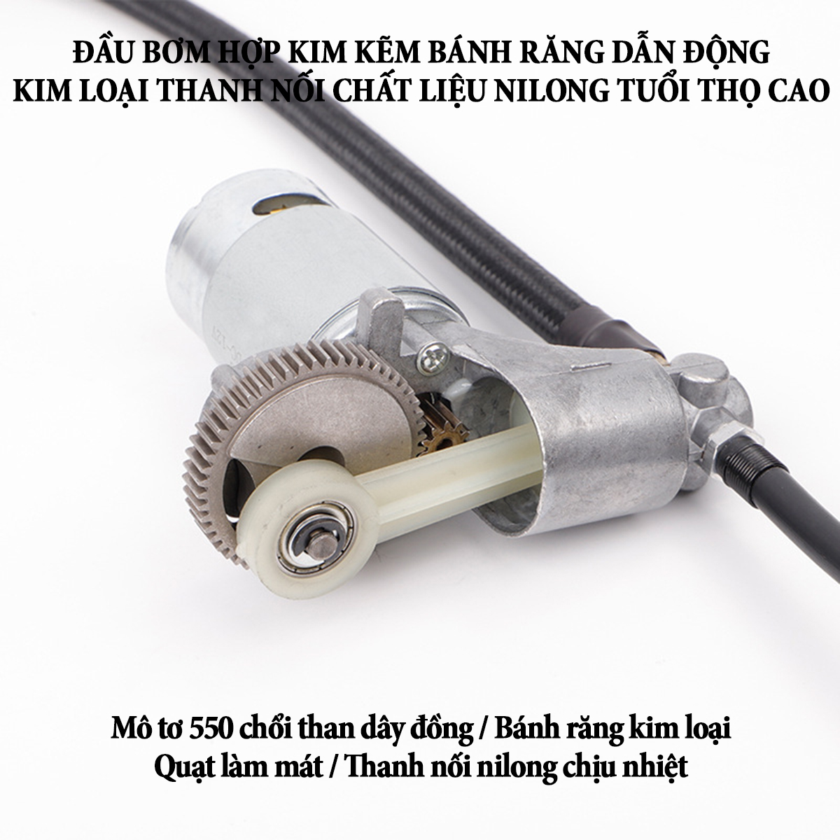 Thân máy bơm hơi Air Compressor nguồn điện kép hành trình xi lanh 25mm công suất 120W, hiển thị áp suất tự động chân pin makita phổ thông