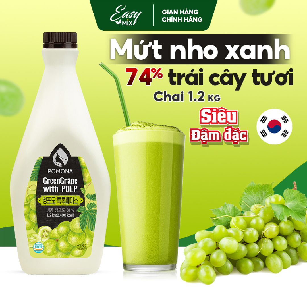 Mứt Nho Xanh Cô Đặc Pomona Green Grape Concentrate Nguyên Liệu Pha Chế Trà Sữa Trà Trái Cây Hàn Quốc Hàn Quốc 1,2kg