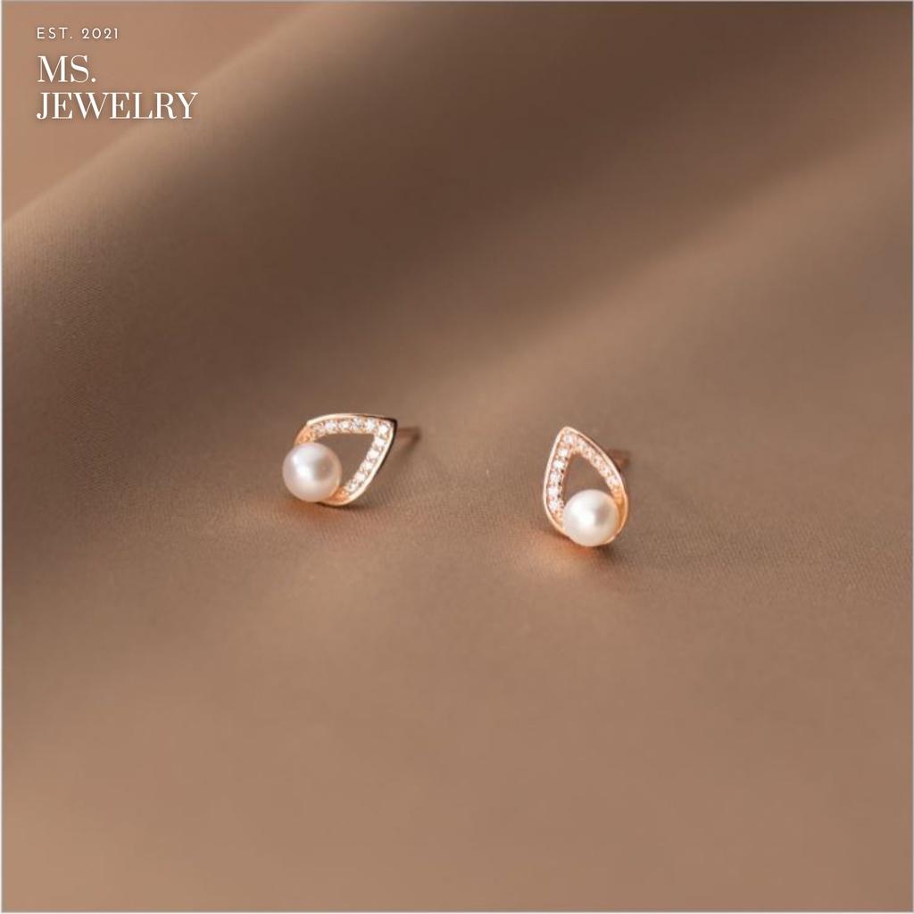 Khuyên Tai Bạc S925 Ngọc Pearl Đính Đá Sang Trọng