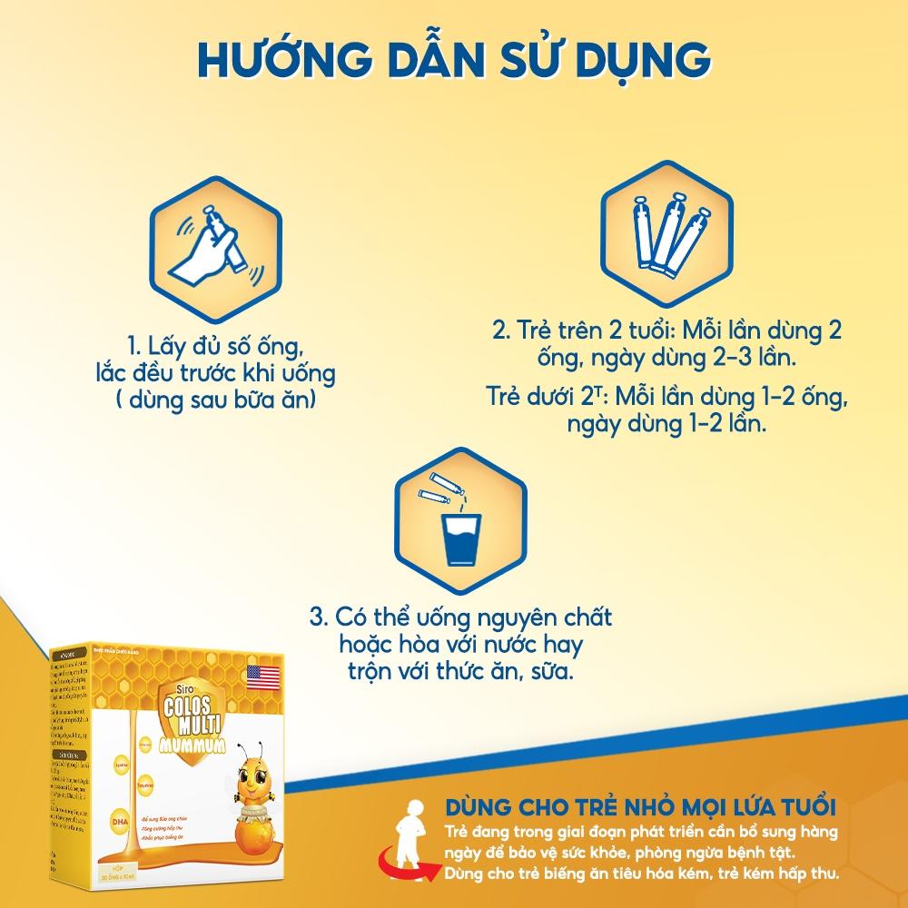 Siro Colosmulti MumMum hỗ trợ giúp trẻ ăn ngoan, tăng cường hấp thu hộp 20 ống x 10ml