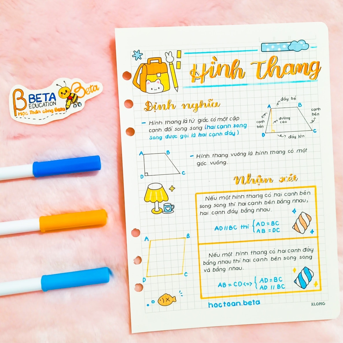 Sách- Sổ Takenotes tổng hợp kiến thức Toán 8 trang trí sticker ghi sẵn công thức và bài giải mẫu