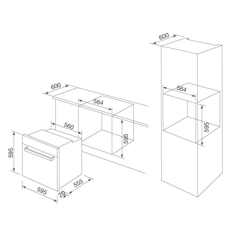 Lò Nướng Điện Âm Tủ Malloca MOV-659 PGR - 9 Chức Năng - Dung Tích 65L - Hàng Chính Hãng