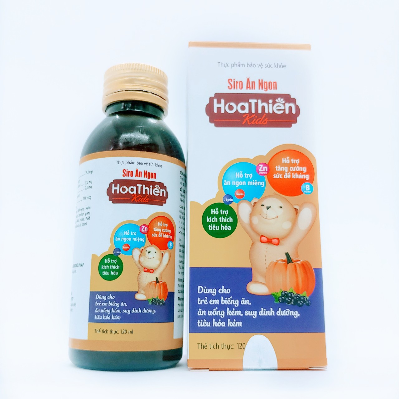 Siro ăn ngon Hoa Thiên Kids hổ trợ hệ tiêu hóa giúp bé ăn ngon và phát triển tốt chai 120ml
