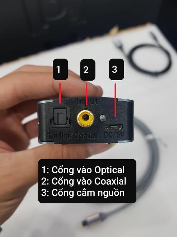 Bộ chuyển đổi âm thanh quang học Optical sang AV ra audio Choseal kèm dây quang Choseal dài 1.5m