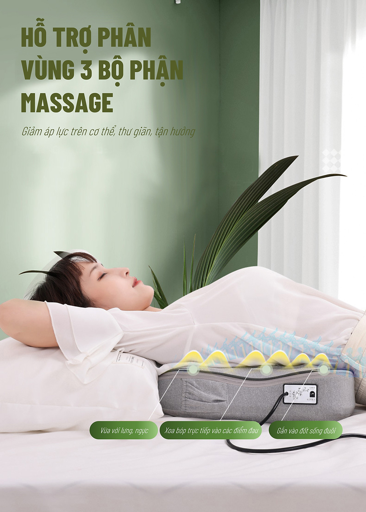 Gối Massage Đèn Led 7 Màu - Model 2022 - Thương Hiệu SKYPIEA - 20 Bi Giúp Mát Xa Cổ, Vai, Gáy, Cột Sống Lưng - Chất Liệu Vải Nỉ Cao Cấp - Đệm Massage Toàn Thân