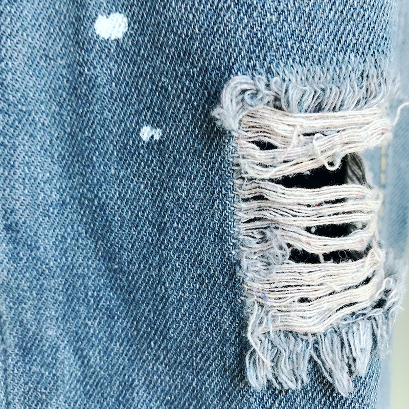 Quần Jeans Nữ Dài Rách Gối Kiểu Dáng Baggy Thời Trang Hàn Quốc