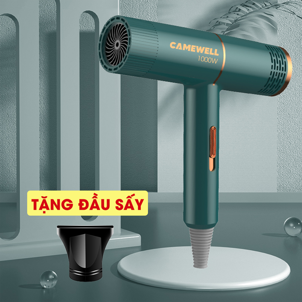 Máy sấy tóc mini CameWell chính hãng, máy sấy tóc công suất lớn 1000W tạo kiểu tóc chuyên nghiệp 2 chiều nóng lạnh CW01HD