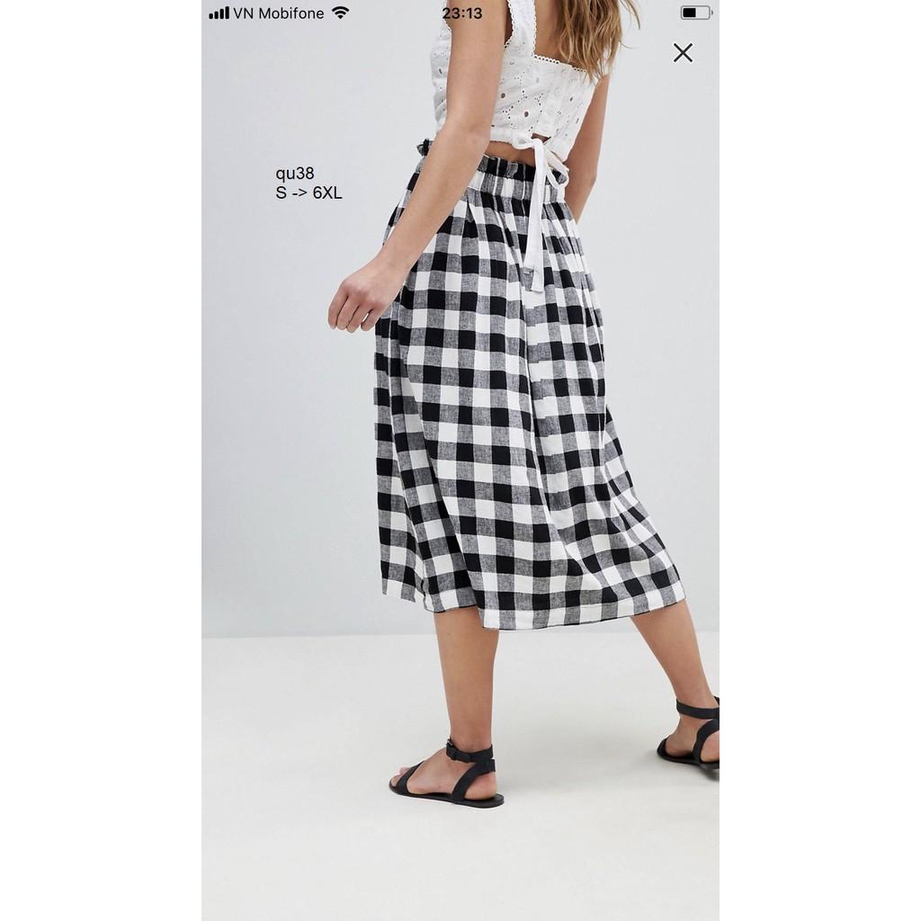 SKIRT126 CHÂN VÁY MIDI SỌC CARO