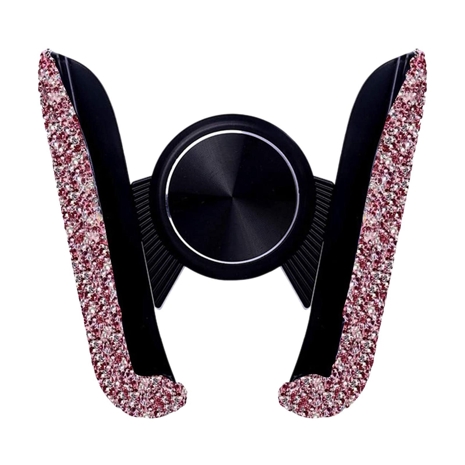 2Pcs Car Phone Holder Bling Crystal Car Air Vent Mount Bracket Interior