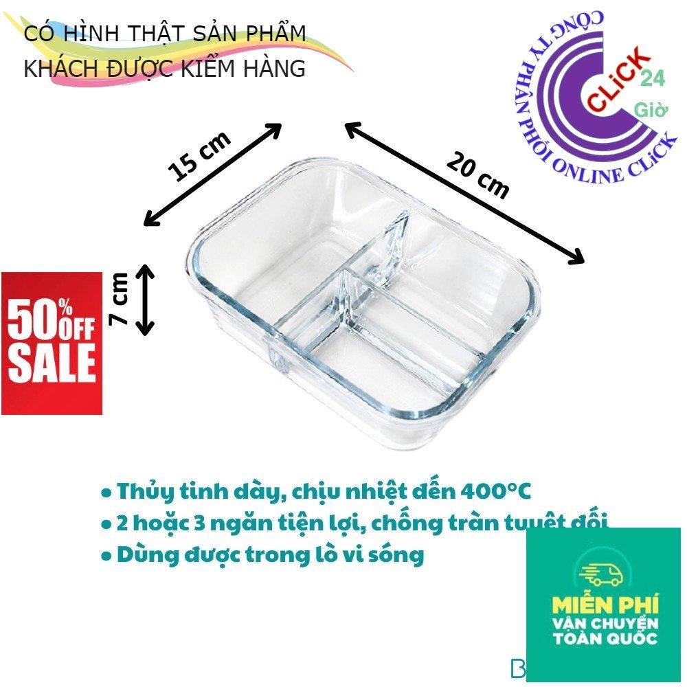 Hộp Cơm Văn Phòng Thủy Tinh 3 Ngăn Chịu Nhiệt Sang Trọng - Hàng Cao Cấp