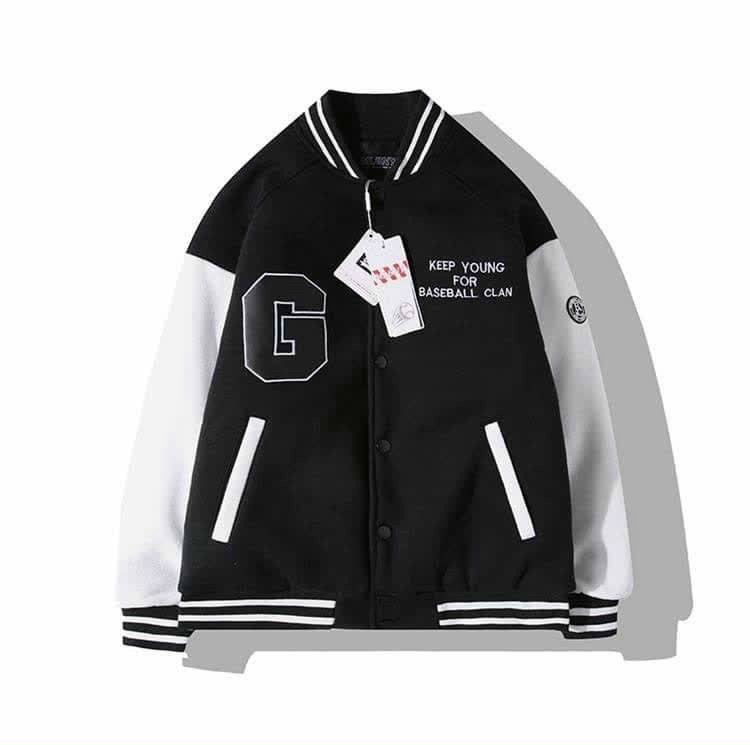 Áo Khoác Hoodie Bóng Chày Nút Bấm 2 Màu Trắng- Đen, ÁO KHOÁC BOMBER BÓNG CHÀY FORM RỘNG CHO GIỚI TRẺ CỰC CHẤT, Áo Khoác Bomber Jacket Nam Nữ Unisex Varsity Cardigan Họa Tiết Chữ G, áo cadigan chữ G