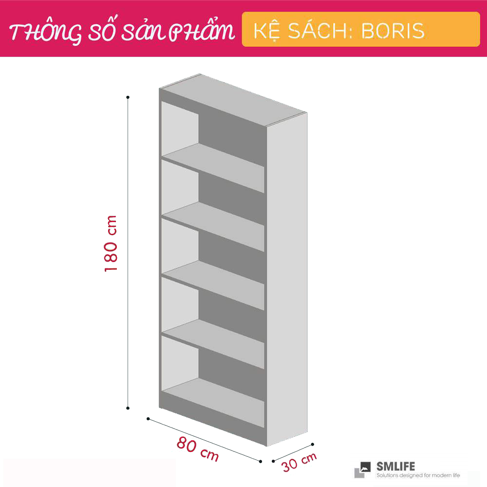 Giá sách gia đình thiết kế tiện dụng SMLIFE Boris