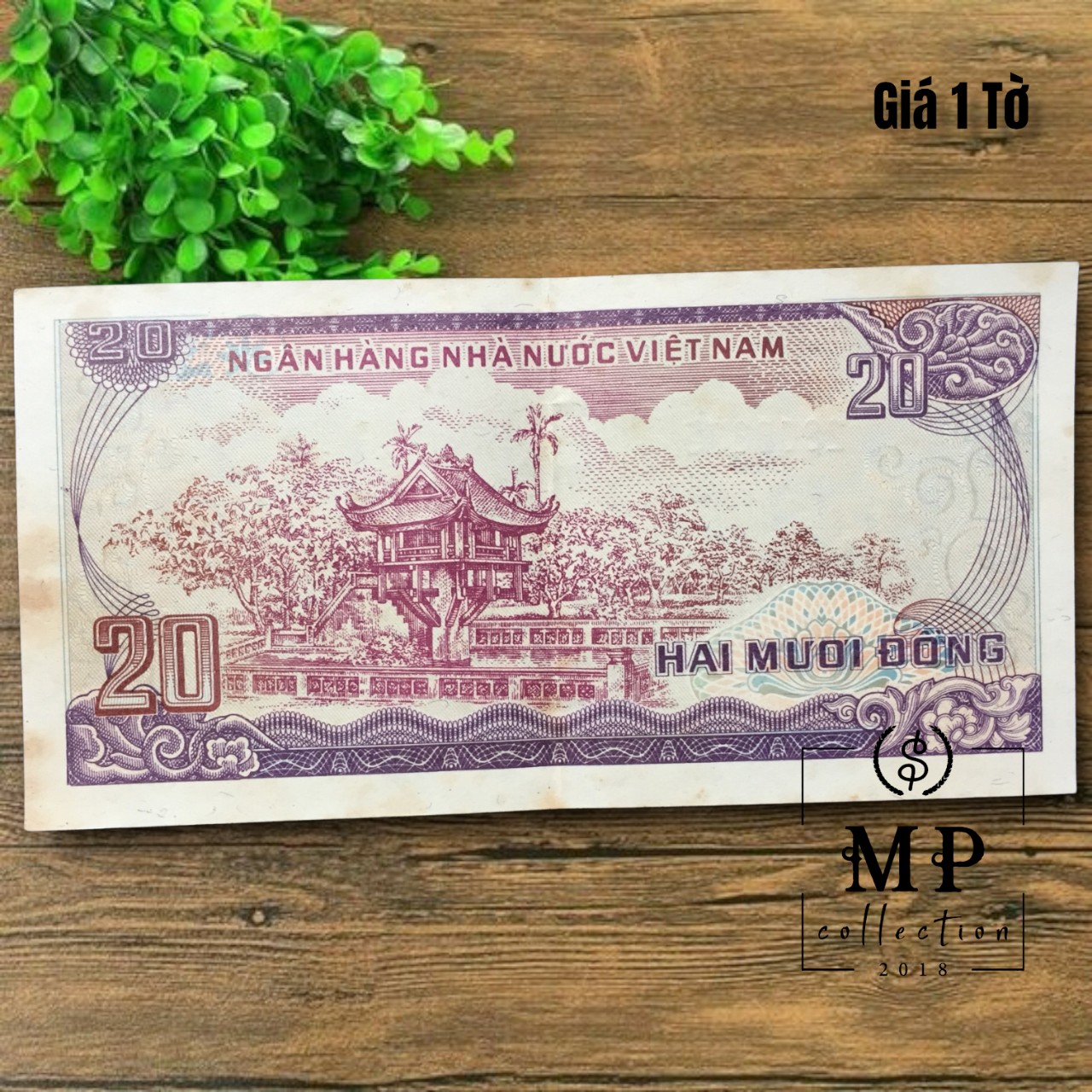 [Chất lượng sáng] Việt Nam 20 đồng 1985 với hình ảnh chùa Một Cột, sưu tầm tiền thời xưa.