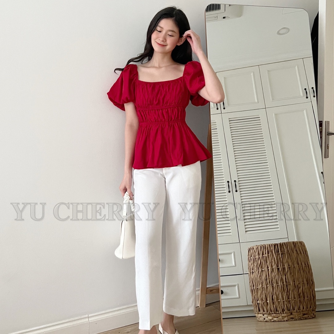 YU CHERRY | Áo Puff shirred baby top YA403