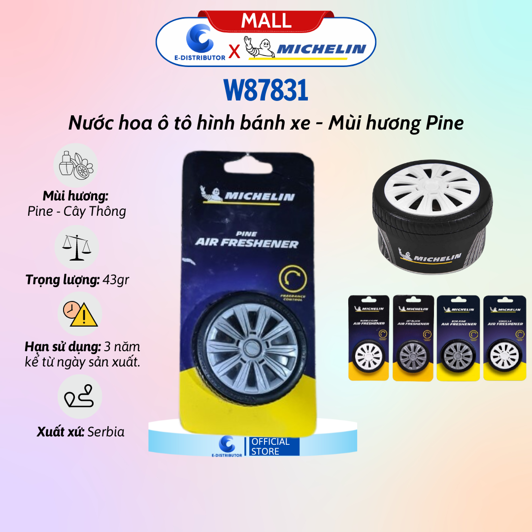 Nước Hoa Ô Tô Michelin Hình Bánh Xe W878 - Nước Hoa Ô Tô Michelin Gắn Cửa Thông Gió W320 -  Nhiều Hương Lực Chọn - Hàng Chính Hãng