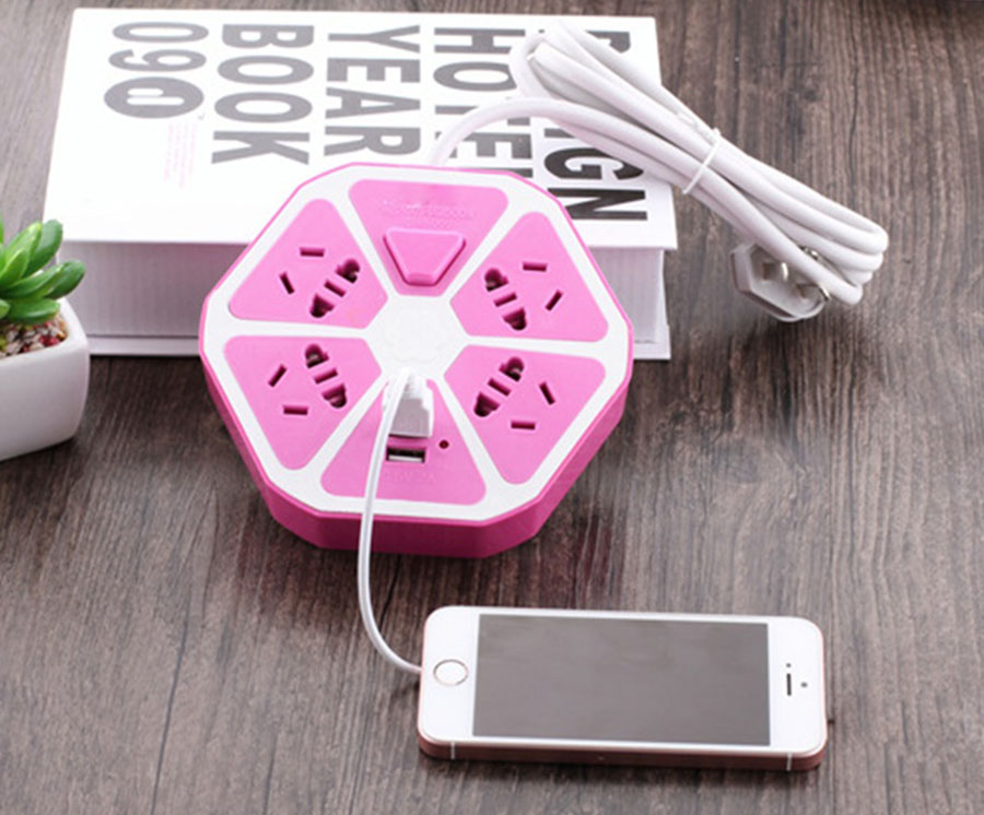 Ổ cắm điện tròn an toàn có cổng sạc USB