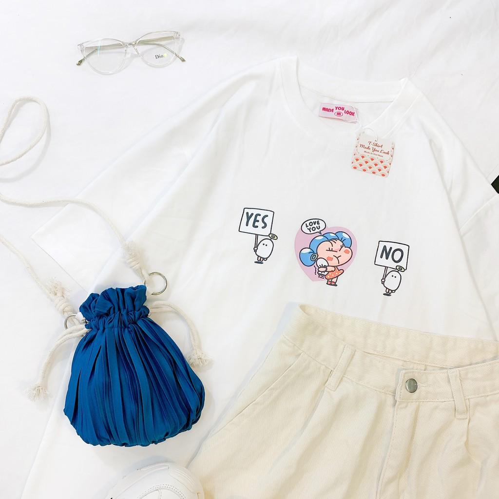 Áo Thun Tay Lỡ Unisex YES NO LOVE YOU Form Rộng Ulzzang