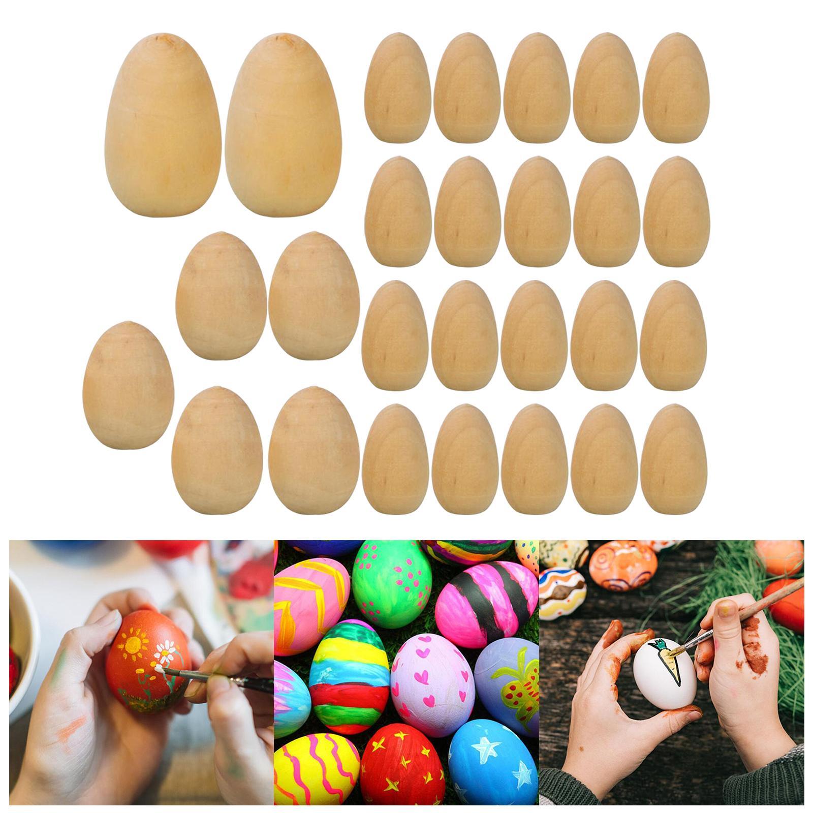 27 Pieces Unfinished Wood Eggs with Flat Bottom DIY Easter Holiday Craft