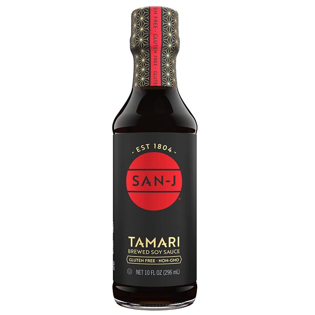 NƯỚC TƯƠNG (XÌ DẦU) San J Tamari Soy Sauce, ĂN KIÊNG Kosher, 100% ĐẬU NÀNH, Non-GMO, Gluten-Free, 296ml (10 oz)