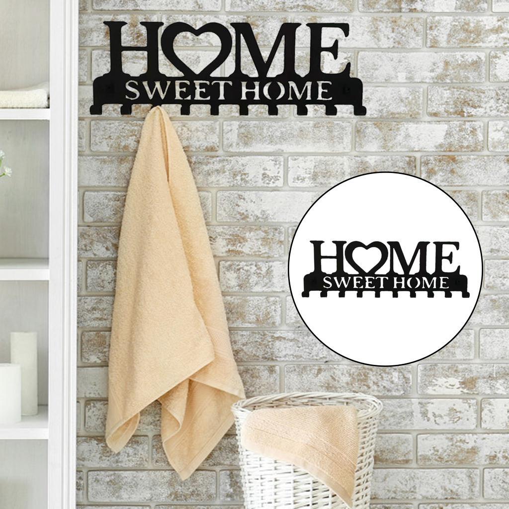 2xWall Mounted Key Holder 10 Hooks Iron Wall Hanger Storage Rack Organizer