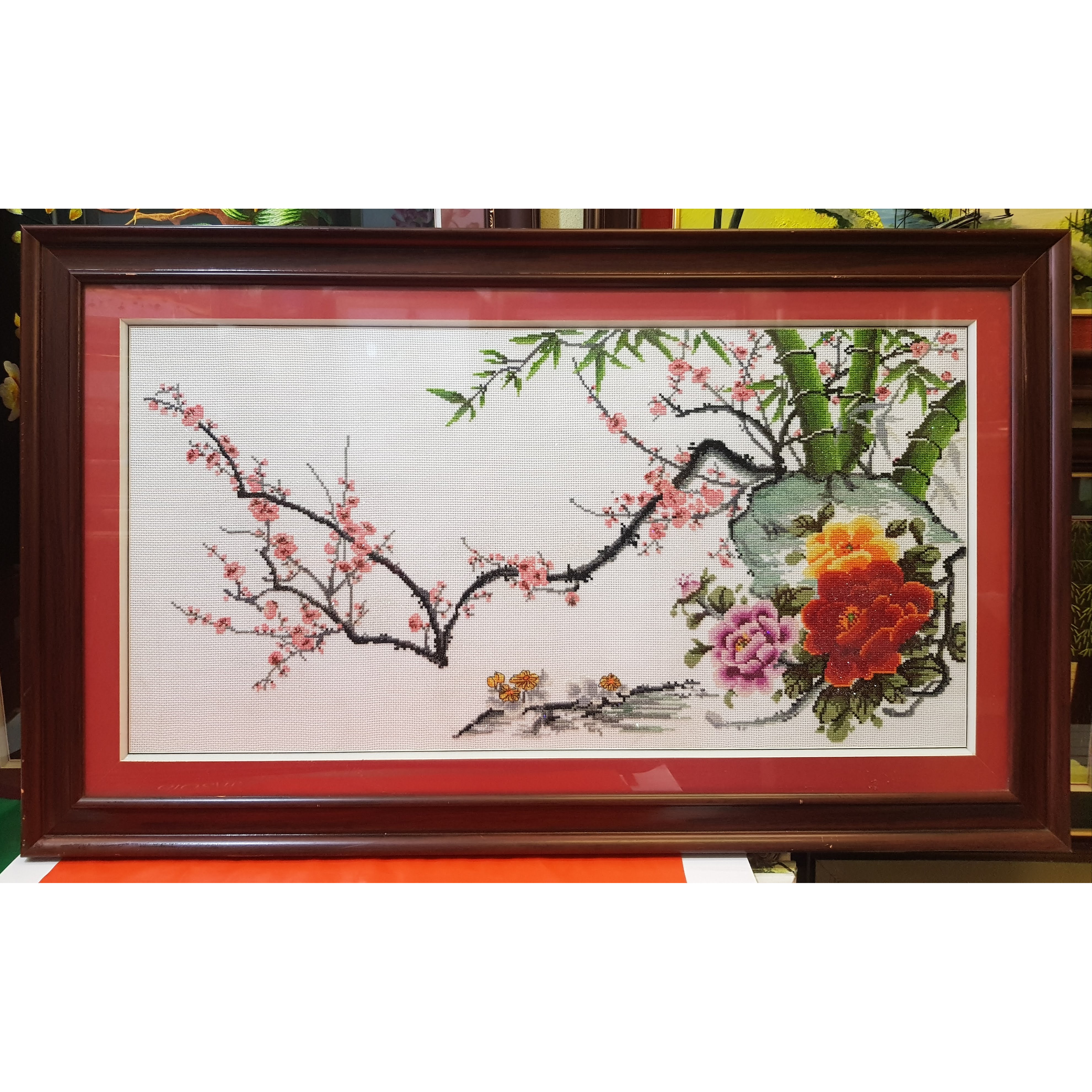 TRANH THÊU TAY DẤU NHÂN -BỐN MÙA BÌNH AN-CT41