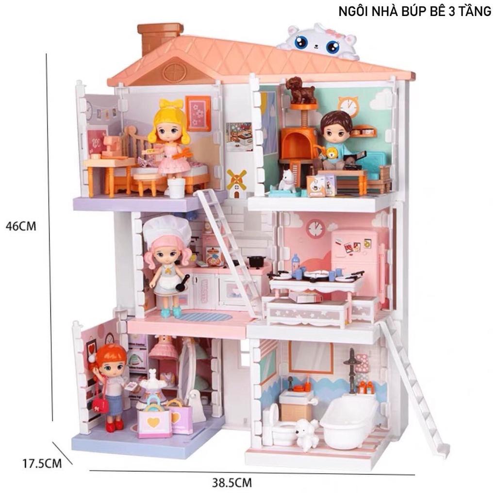 ️️ ️ MÔ HÌNH NGÔI NHÀ BÚP BÊ 3 TẦNG LẮP RÁP SIÊU XỊN LITTLE WORLD