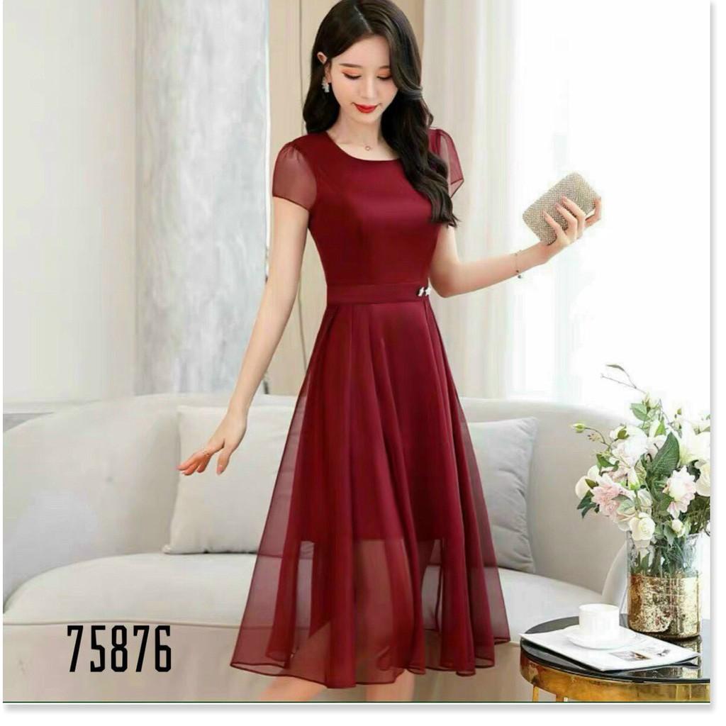 ĐẦM VOAN CHIFFON,CHẤT LIỆU VÃI THOÁNG MÁT,THIẾT KẾ HỌA TIẾT TRƠN NHƯNG KHÔNG KÉM PHẦN SANG TRỌNG THỜI TRANG LANO STORE 9