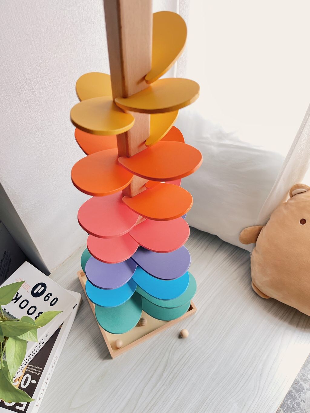 Giáo cụ Montessori cho bé 1-3 tuổi Tháp Cầu Vồng Thả bóng gỗ Sound Rainbow Tree