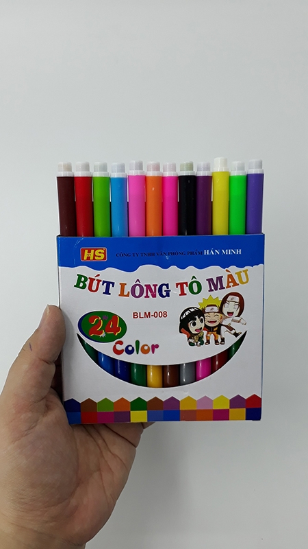 Bút Lông Tô Màu Ngắn BLM-008 (Vỉ 24 Bút)