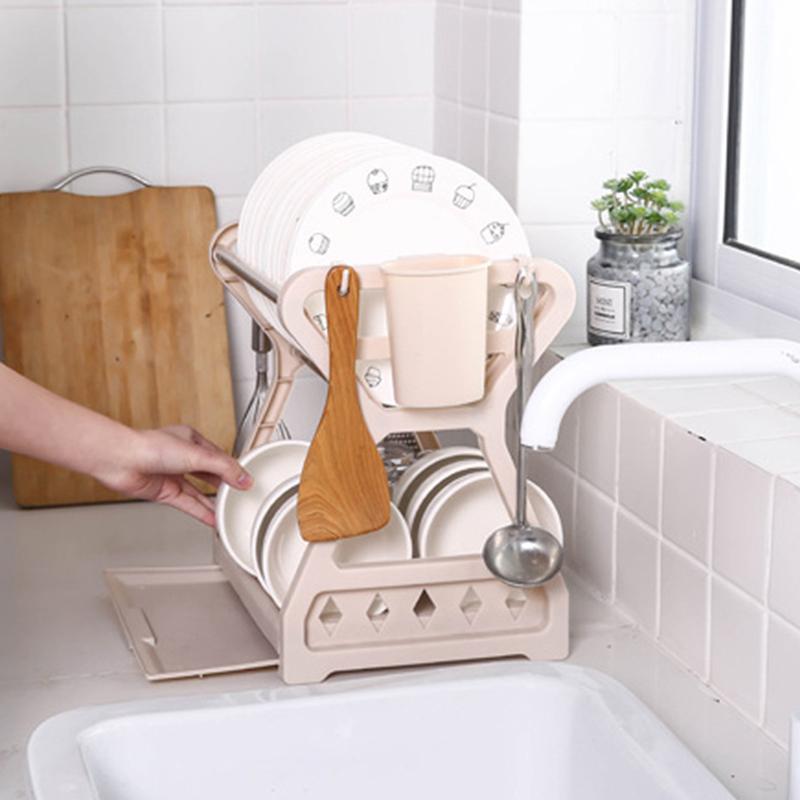 Hộ Gia Đình Món Ăn Phơi Vật Dụng Nhà Bếp Món Ăn Lưu Trữ Thoát Nước Giá Để Đồ Đa Năng 2 Tầng Món Ăn Lọc Giá Kichen Vật Dụng