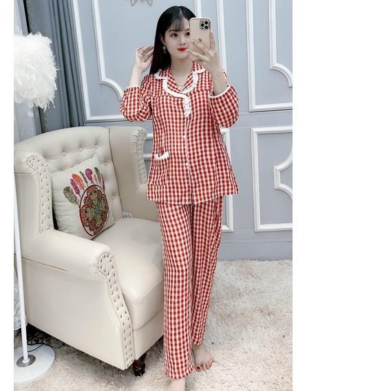 Bộ đồ bầu và sau sinh kẻ sọc quần dài áo dài có thiết kế cho con bú tiện lợi