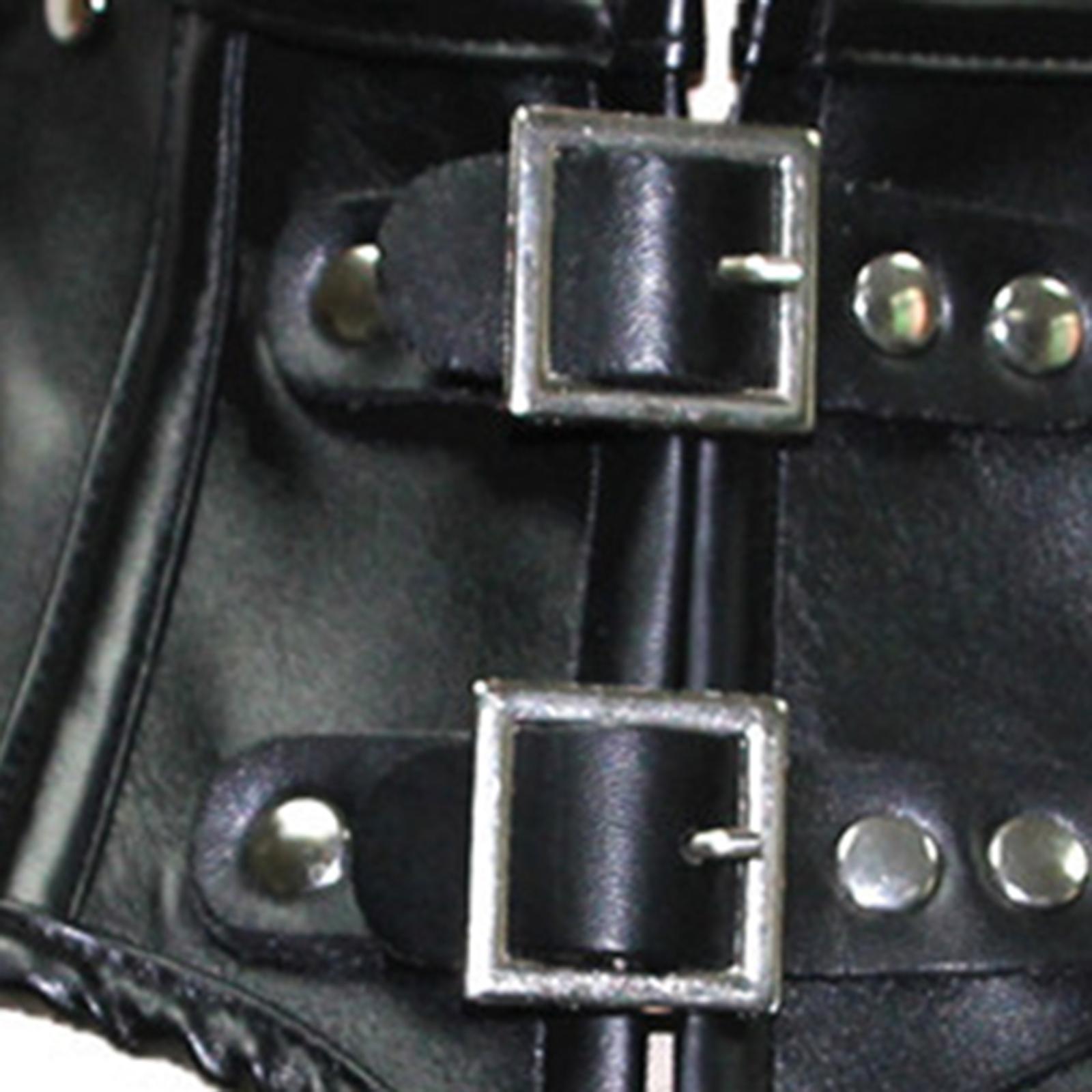 Retro Women's Steampunk Black PU Leather Costume Corset Top Jacket