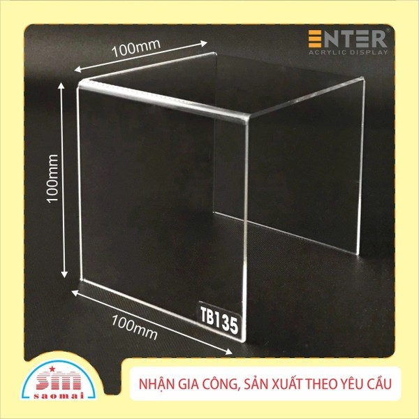 Kệ livestream, Kệ mica chữ U trong suốt để đồ đa năng, Kệ trưng bày mica 3 mặt uốn Enter TB135 100x100x100mm mica dày 3mm (20)