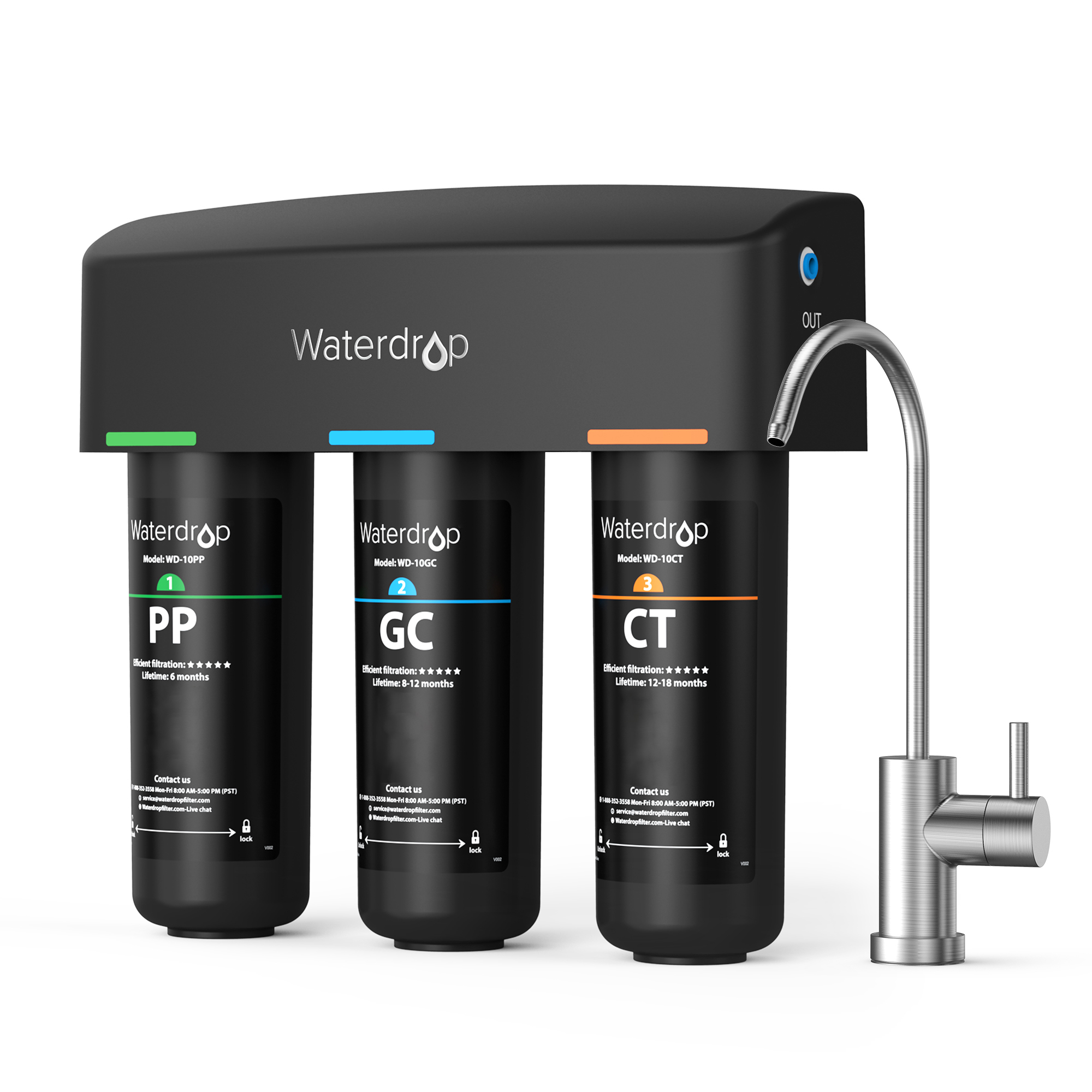 Bộ lọc gầm Waterdrop WD-TSB-10 3 tầng với vòi nước chuyên dụng