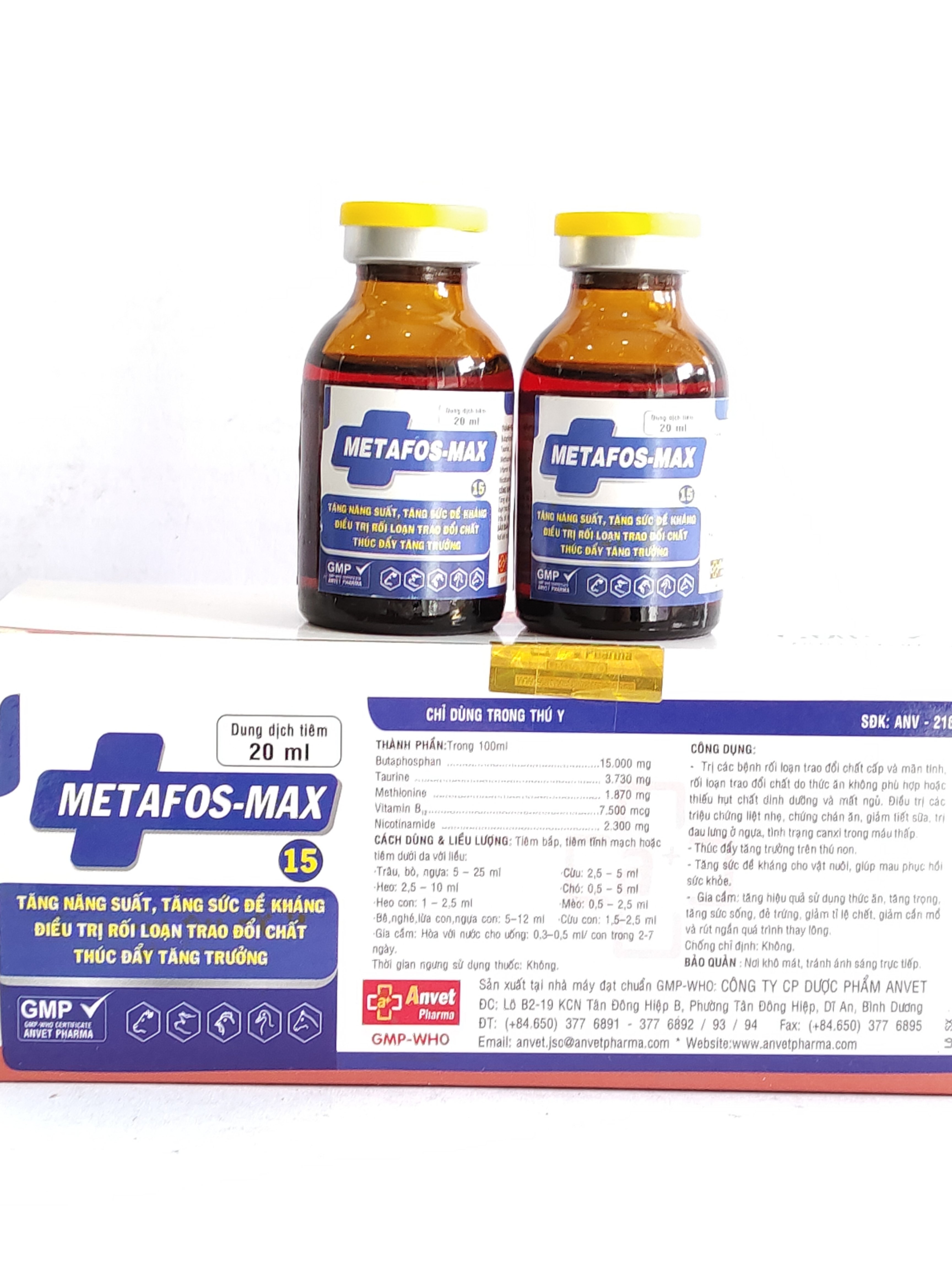 METAFOS MAX 20ML dung dịch tiêm tăng năng suất, tăng sức đề kháng, rối loạn trao đổi chất, thúc đẩy tăng trưởng