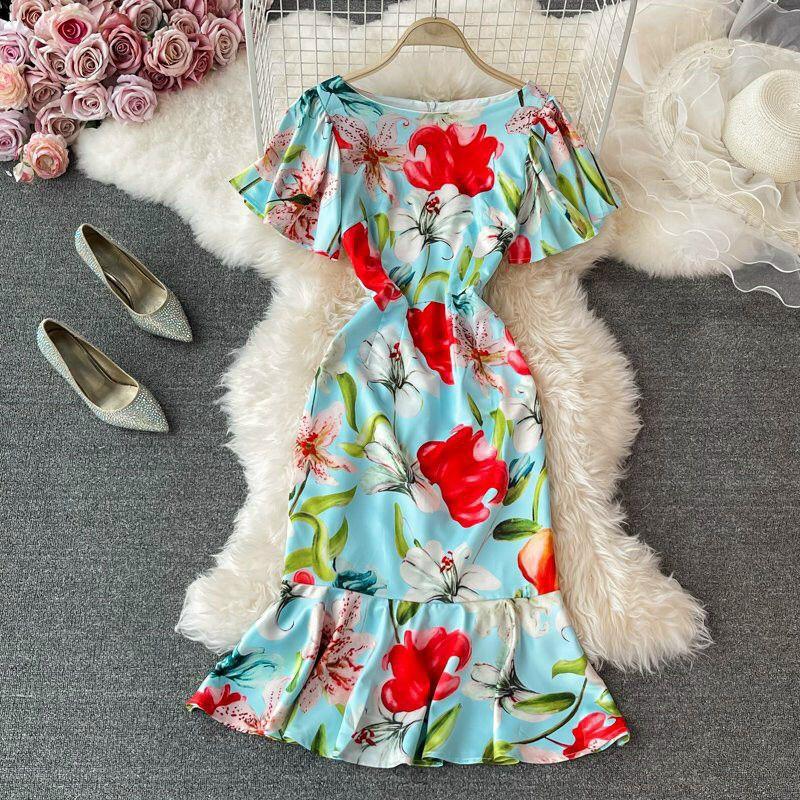 HÀNG NHẬP - ĐẦM BODY LỤA HOA ĐUÔI CÁ