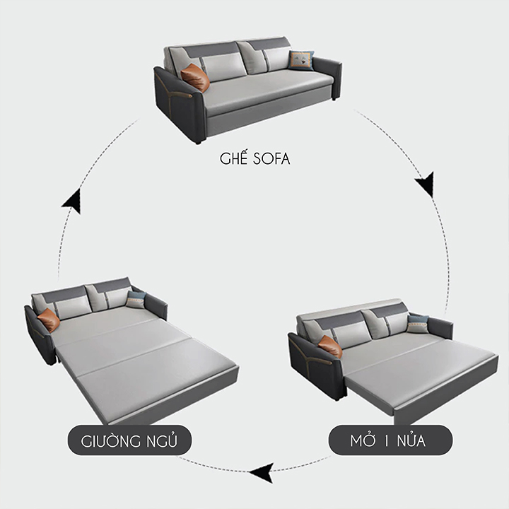 Giường Sofa Vải Sợi Nano Cao Cấp - Ghế Sofa Giường Đa Năng Có Ngăn Chứa Đồ,Vải Sợi Nano Cao Cấp , Chuyển Đổi Từ Ghế Sang Giường Tiện Lợi , Tiết Kiệm Không Gian