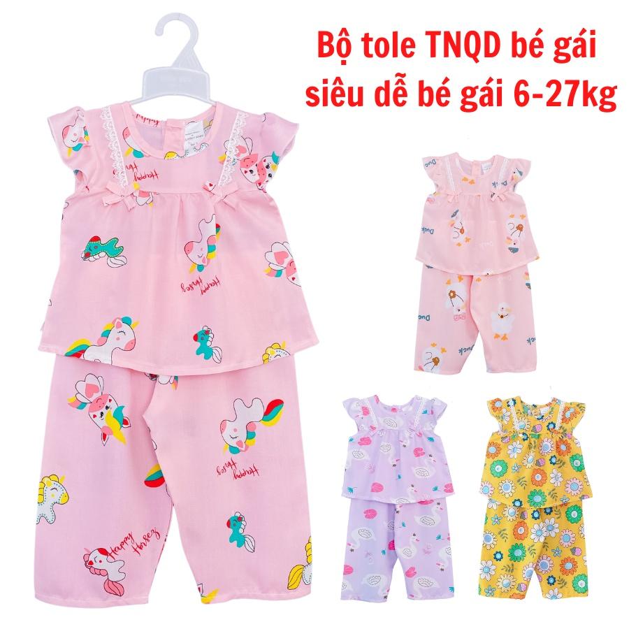 Bộ quần áo trẻ em tay ngắn quần dài cánh tiên siêu yêu, Đồ bé gái tole lanh 2 da loại 1 mặc nhà thoáng mát