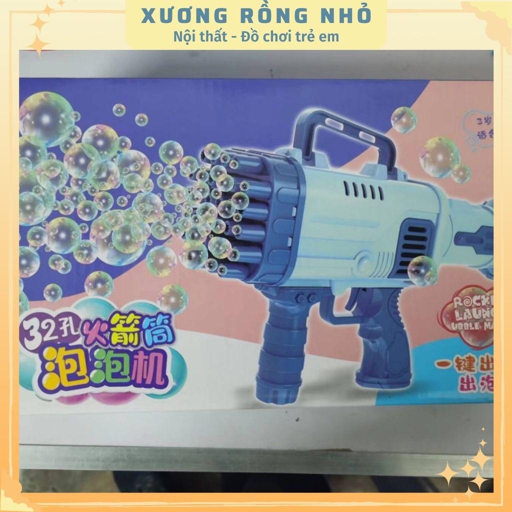 Súng bắn bong bóng xà phòng 32 nòng, máy thổi bong bóng cho bé tặng kèm lọ nước tạo bong bóng