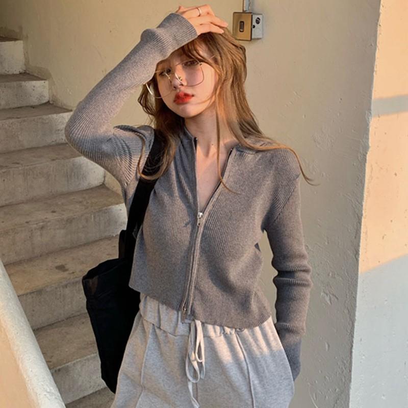 Áo khoác cardigan tay dài phong cách thời trang Hàn Quốc
