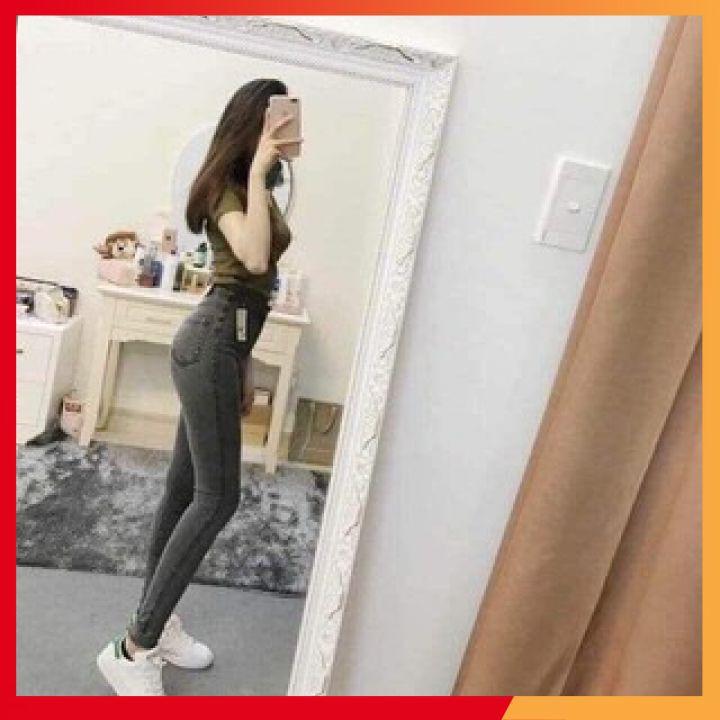 Quần jean nữ ️LẺ BẰNG SỈ ️ Quần bò giấy skinny cạp cao 2 cúc ôm sát tạo hiệu ứng chân dài miên man, vải co giãn tốt