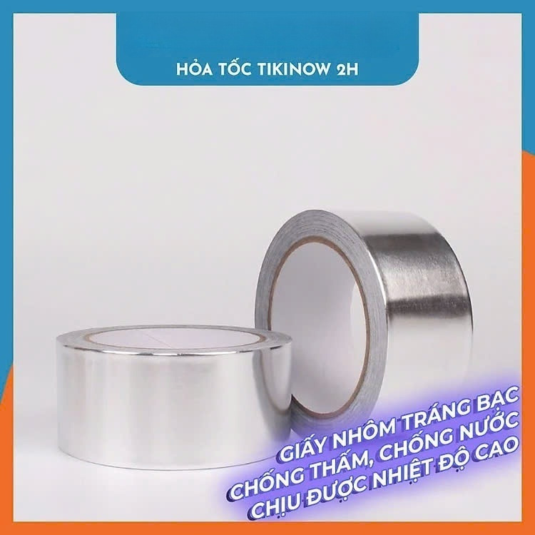 5cm x 16mét Băng Keo Giấy Bạc Nhôm Chịu Nhiệt Chống Nước Để Vá Thau Rổ, Chống Thấm Nhà Bếp Vá Ống Nước Thau Chậu