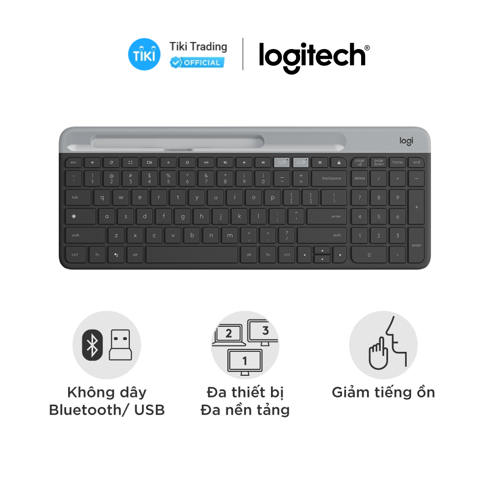 Bàn phím không dây Bluetooth Logitech K580 - kết nối 2 thiết bị, pin 2 năm, mảnh gọn, phù hợp PC/ iPad/ Điện thoại - Màu