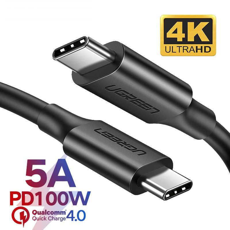 Cáp sạc 2 cổng USB-C hỗ trợ sạc nhanh PD 60W, dài 1m UGREEN US266 50230 dòng tối đa 3.1A - Hàng chính hãng