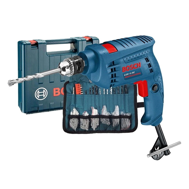 Máy Khoan Động Lực Bosch GSB 10 RE + 100 Chi Tiết (Xanh)